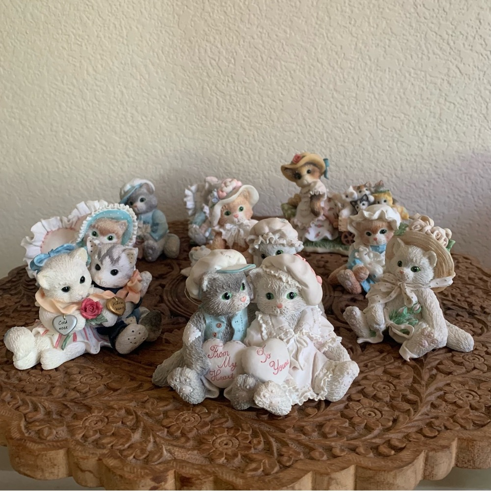 Lot of 10 Calico Kittens Enesco Vintage 90s Anthropomorphic Cats Love Friends